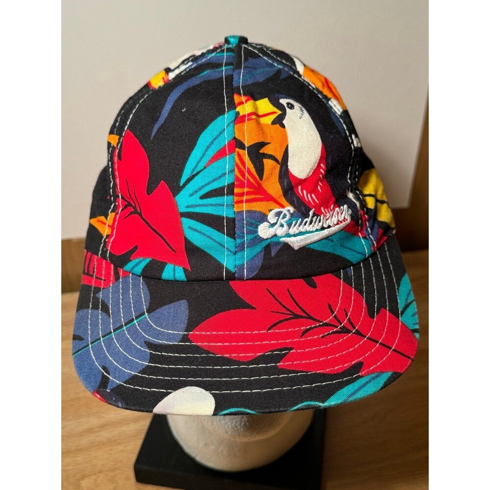 Vintage Budweiser Beer Tropical Floral Snapback Hat USA
